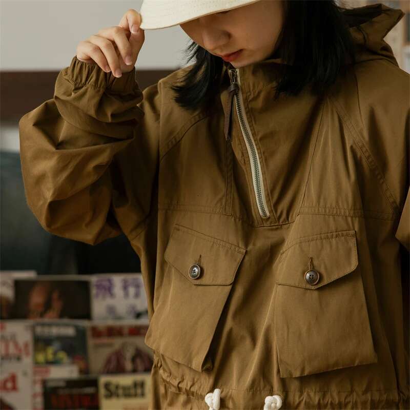 Red Tornado Lightweight Anorak Jacket Retro Inspired Outdoor Men's Quarter-Zip Smock Coat