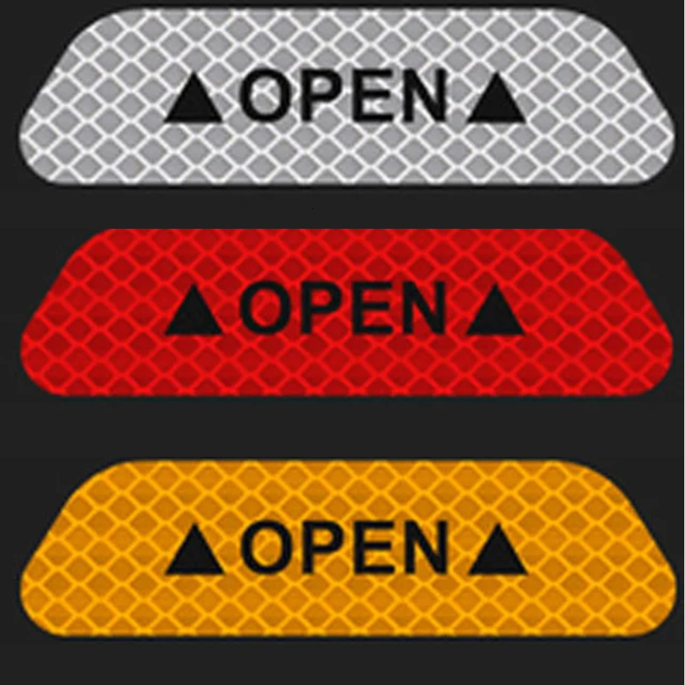 New 4Pcs Open Reflective Tape Warning Mask Sticker Improve Night Visibilty Safety Car Door Opening Strip Car Accessories