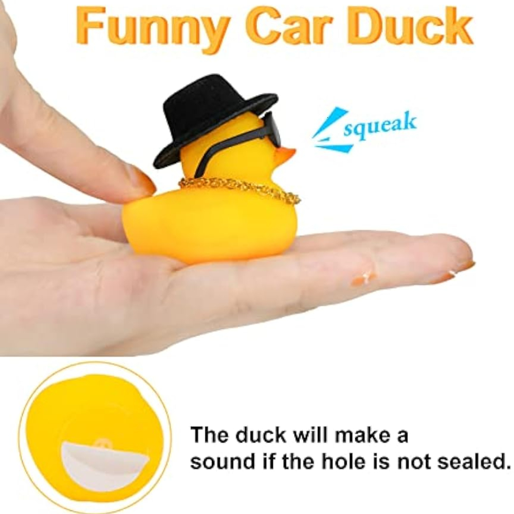New 1Pc Cute Rubber Car Duck Decoration Dashboard With Cool Accessories Christmas Hat Sunglasses Scarf Or Necklace