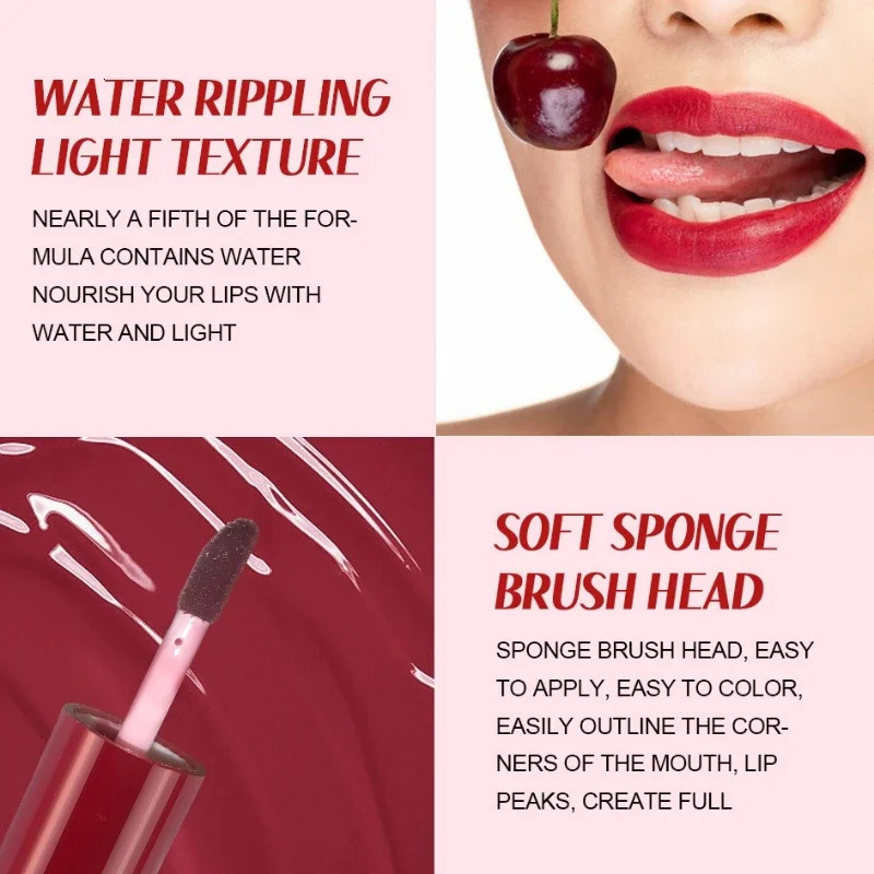 Cherry Juice Red Liquid Blush Black Mirror Water Light Lip Tint Moisturizing Sexy Red Cheek Makeup Long Lasting Color Cosmetic 241031