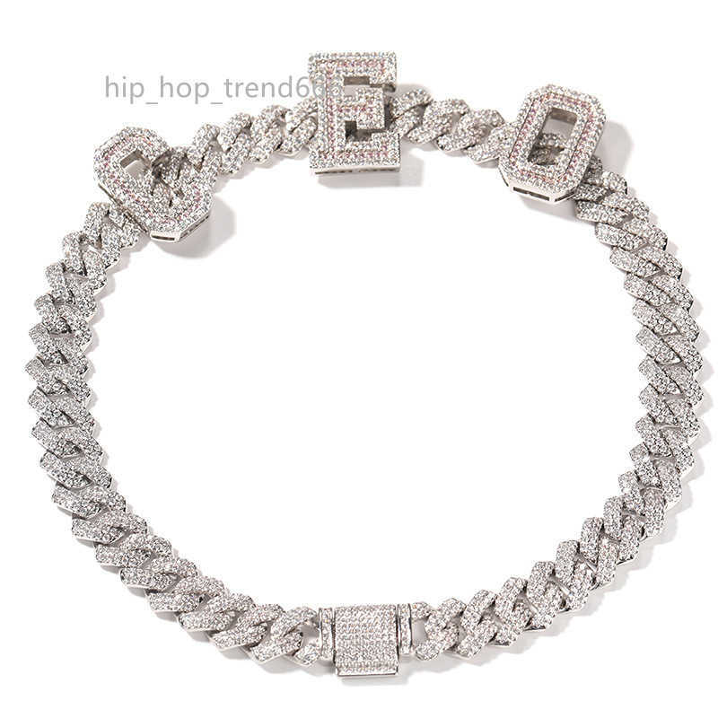 Iced Out Mens Hip Hop Jewelry Platinum/18K Gold Plated Lab Diamond Letter Custom Pink moissanite Intials Name Cuban Chain Necklaces