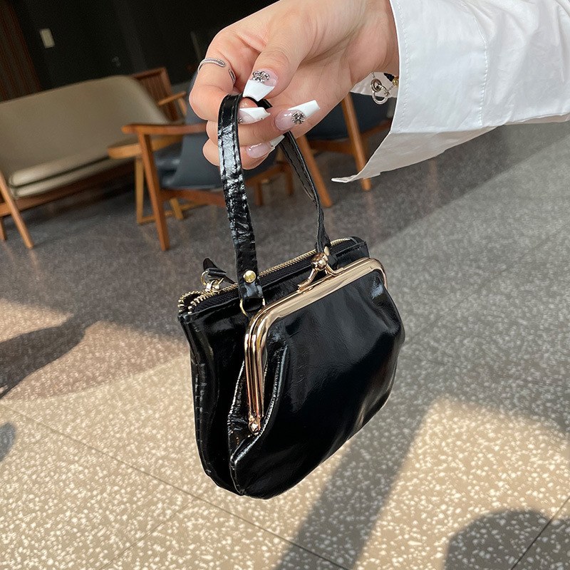 New designer genuine zero wallet women's wax cow leather wallet buckle double-layer storage small portable coin bag