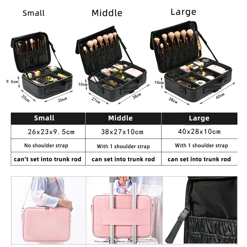 Waterproof PU Leather Cosmetic Bag Professional Large Capacity Storage Make up Handbag Case Travel Toiletry Makeup bag For Women 241029