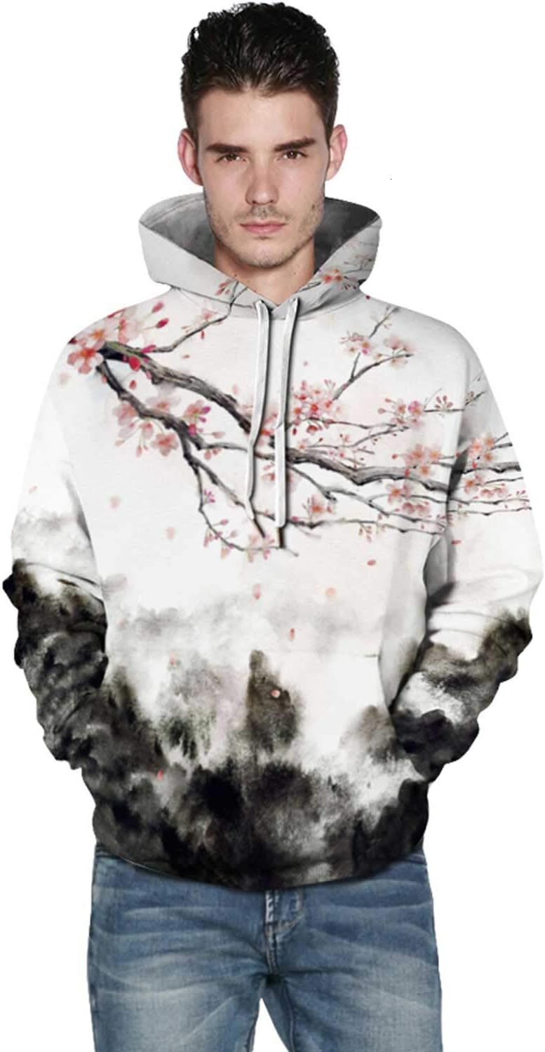 Hoodie for Mens Womens Unisex Hoodies Novelty Print 3D Patternv Hooded Pullover Sweatshirt with Pocket Graphic Warm Hip Hop