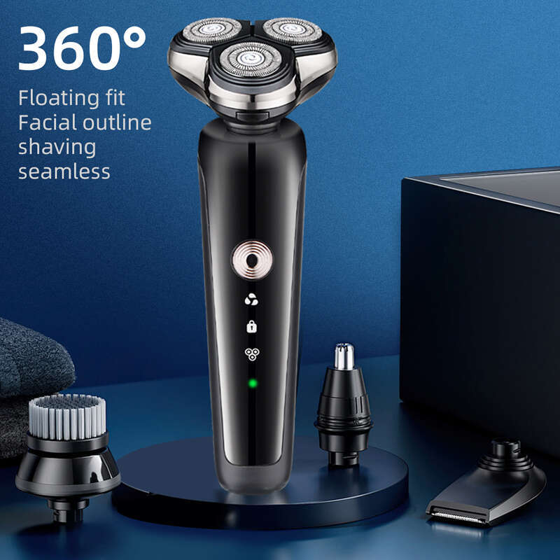 3-in-1 Men's Mini Rotary Electric Shaver Waterproof USB Rechargeable Beard Trimmer Foil Razor for Body Face Use Replacement Type