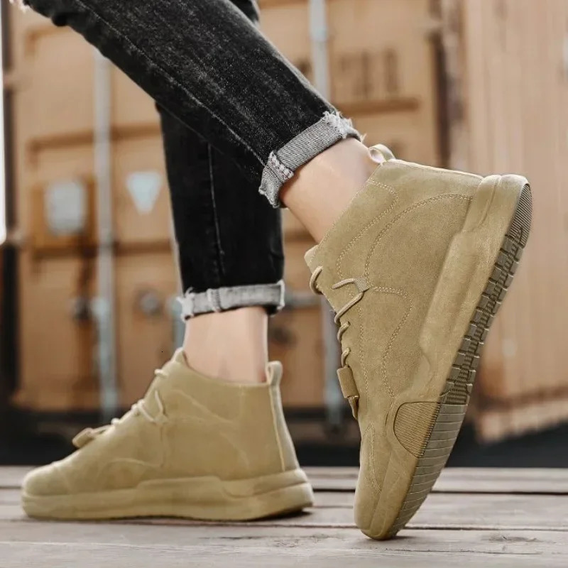 Anti slip work shoes mens industrial safety boots lace retro high-quality size 44 fashionable shoes 45 241031