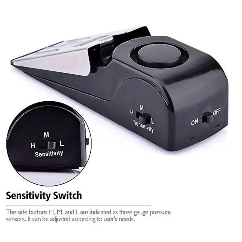 New Door Stop Home Security System Burglar Alarm Alert 120Db Travel Wireless Vibration Household Wedge Shaped Stopper