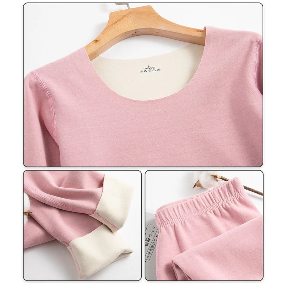 Womens Thermal Underwear Set First Base Layer Long Johns Fleece Lined Undershirt For Winter Cold Weather Thermal Clothing 241031