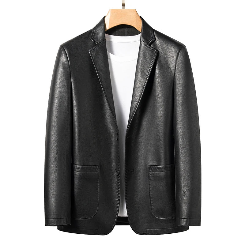 YN2330 Natural Sheep Leather Casual Suit Mens Jacket Slim Spring and Autumn Thin Section Black Brown 241031