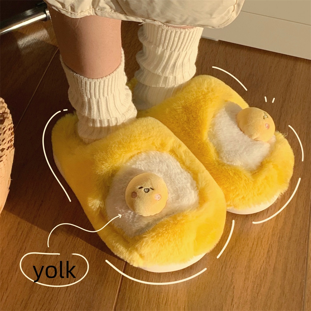 Cartoon egg yolk slippers Women's slippers Men's slide shoes Indoor family platform slippers Women's summer beach non-slip sandals