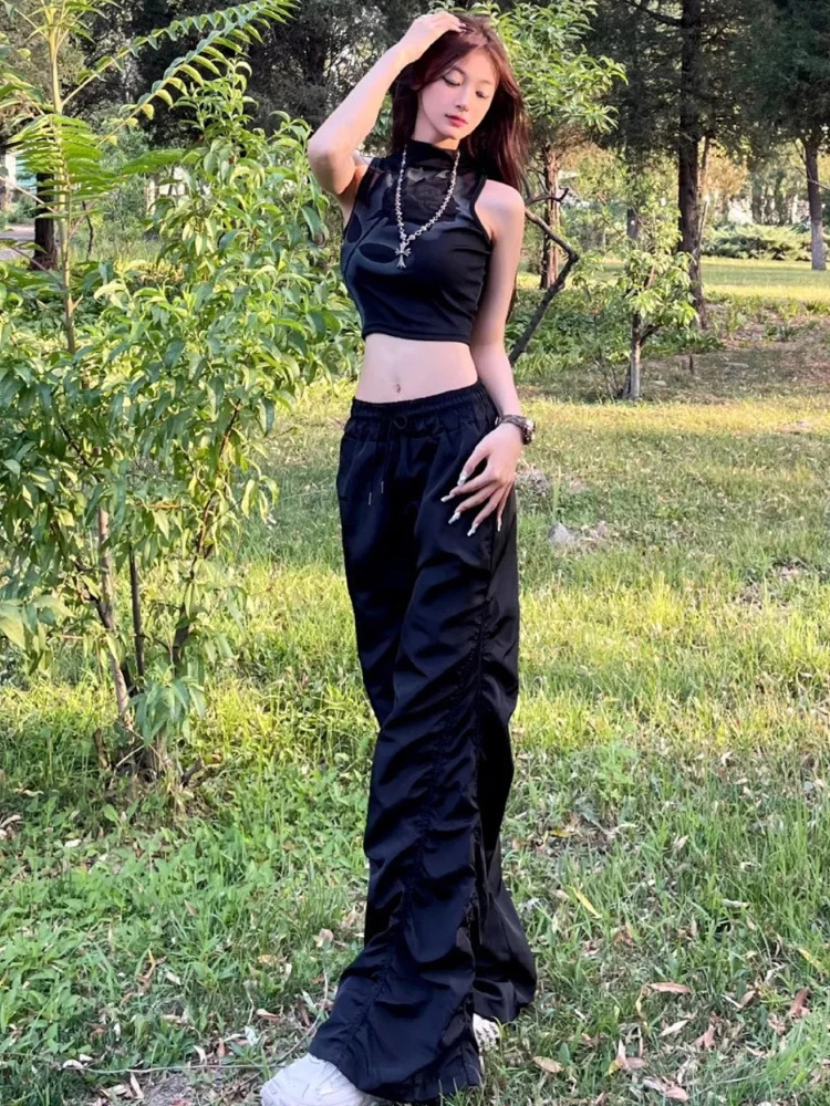 Pants Women Personality Harajuku All-match Simple Holiday Students Ulzzang Streetwear Trendy Solid Leisure Floor Length 241031