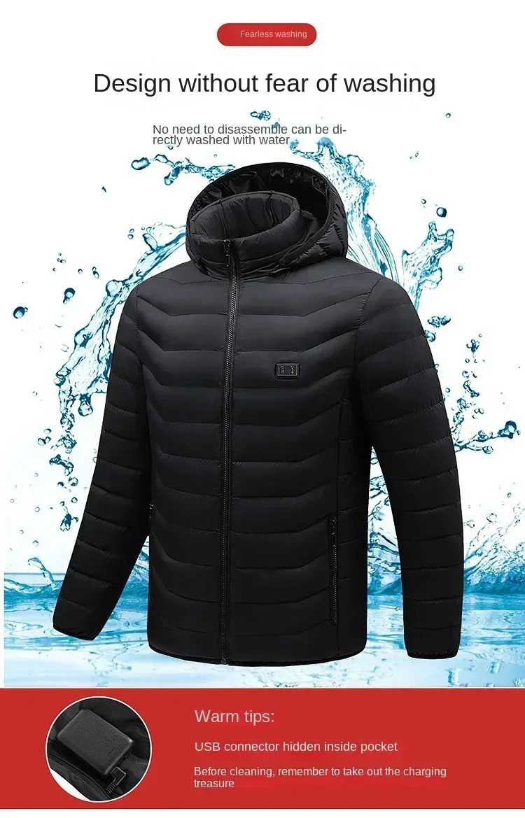21 Zone Heating Suit Winter Mens Outdoor Warm USB Intelligent Heating Multi Gear Adjustable Controllable Temperature Jacket 241031