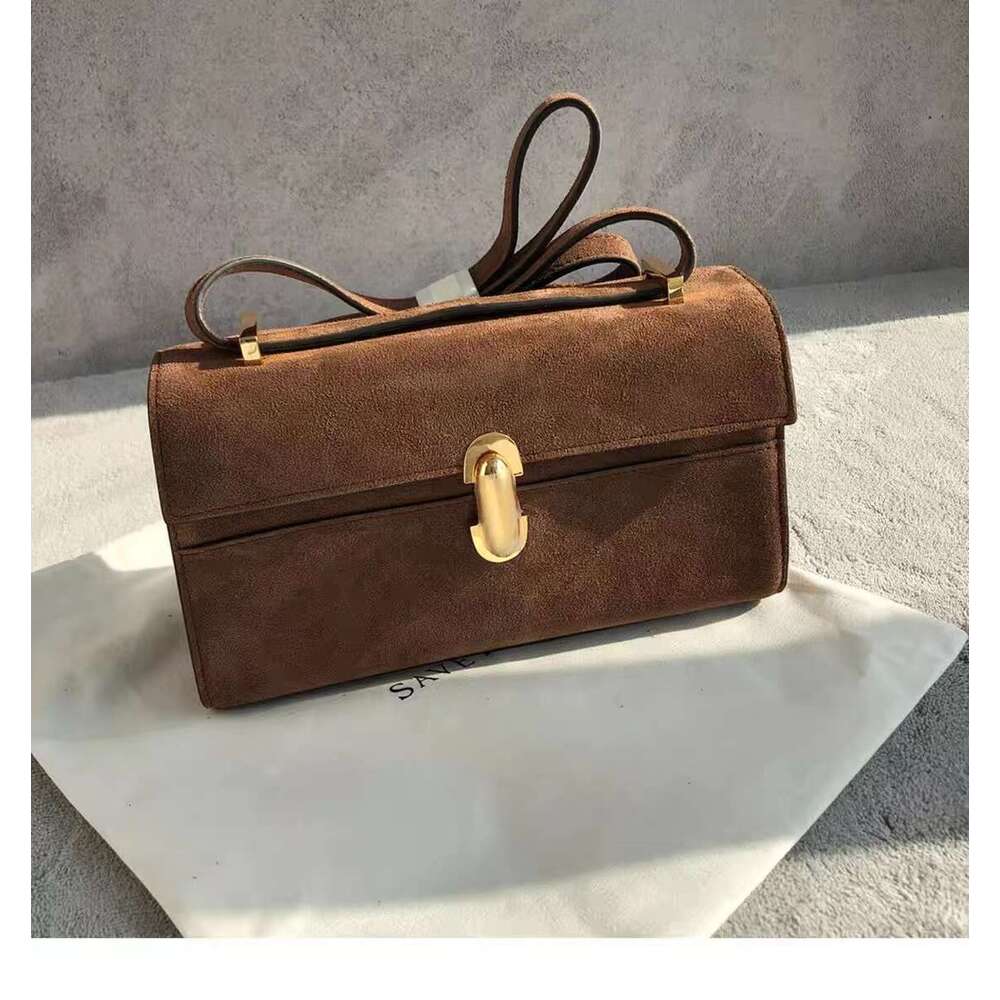 Niche SAVETTE 26 Ladies Suede Symmetry Pochette Solid Color Simple One Shoulder Messenger Handbag Small Square Bag