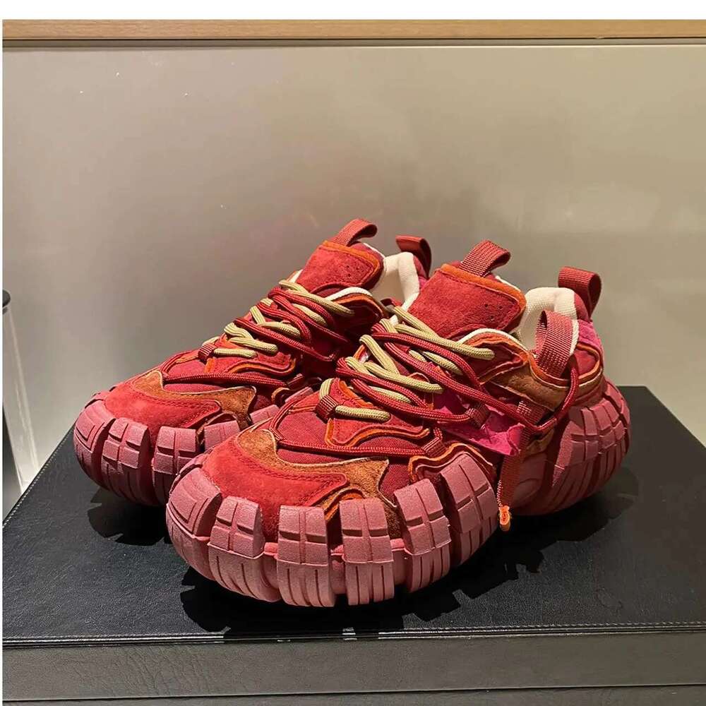Chunky Sneaker Men Designer Tire Sole Sport Fashion Casual Microfiber Leather Height Increased Flat Platform Running Shoes