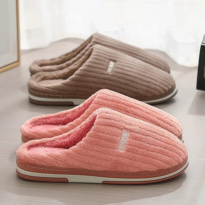 womens autumn and winter warm slider family bedroom casual non slip shoes couples indoor soft sole cotton plush slider 241031