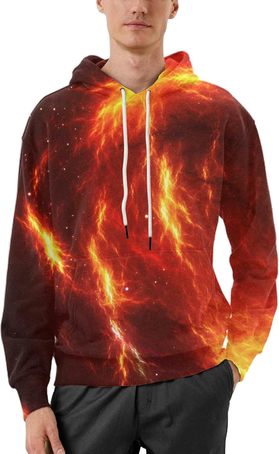 Hoodie for Mens Womens Unisex Realistic 3D Print Galaxy Pullover Hooded Sweatshirt Hoodies with Big Pockets Graphic Warm Hip Hop cool