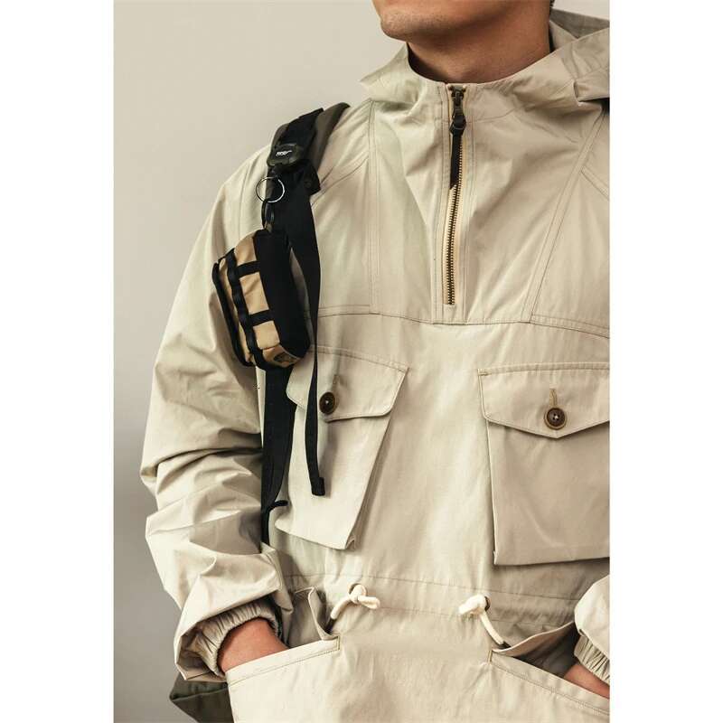 Red Tornado Lightweight Anorak Jacket Retro Inspired Outdoor Men's Quarter-Zip Smock Coat