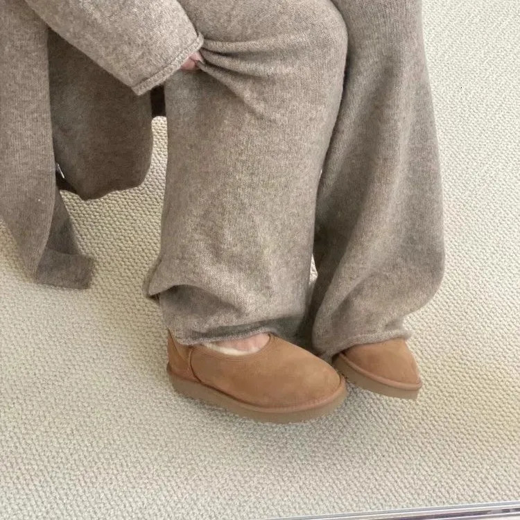 Women Fur Flats Platform Warm Snow Boots Suede Cozy Femme Loafer Shoes Winter Short Plush 241030 4