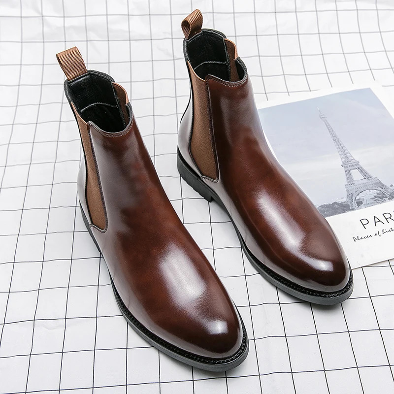 leather dress 37-46 couple business formal Chelsea mens ankle boots fashionable casual mens shoes footwear 241031