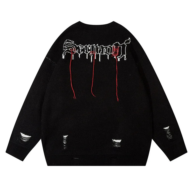Autumn And Winter Harajuku Fashion Skull Pullover Men Y2K Gothic Hip Hop Casual Punk Joker Couple Sweater Tops 241031