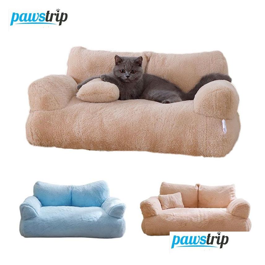 Houses & Kennels Accessories Cozy Cat Bed Nest Winter Warm Sofa House For Cats Small Dogs Comfortable Plush Puppy Kennel Drop Deliver Dheqq