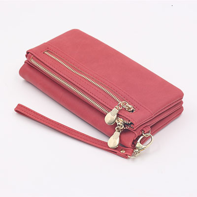 New designer double zipper frosted large capacity women's wallet long handbag