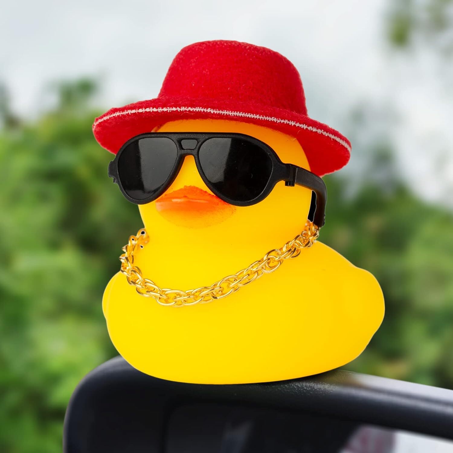 New 1Pc Cute Rubber Car Duck Decoration Dashboard With Cool Accessories Christmas Hat Sunglasses Scarf Or Necklace