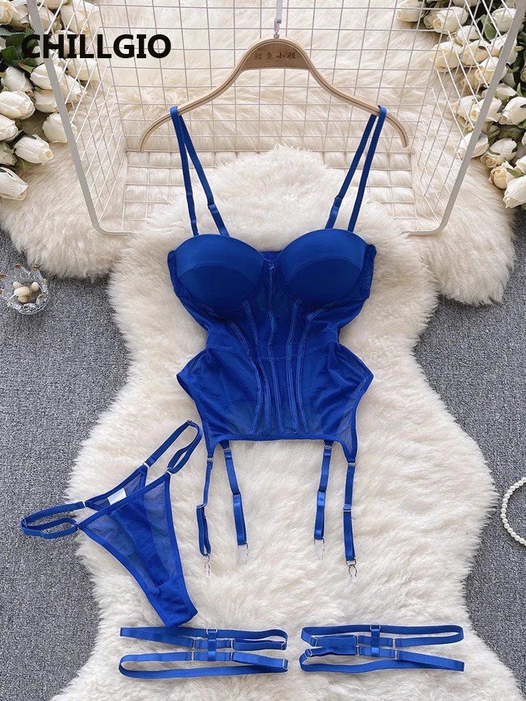 CHILLGIO Women Sexy Mesh Transparent Bra Brief Suits Fashion Erotic Intimate Lingerie Bodycon Push Up Underwire Underwear Sets 241031