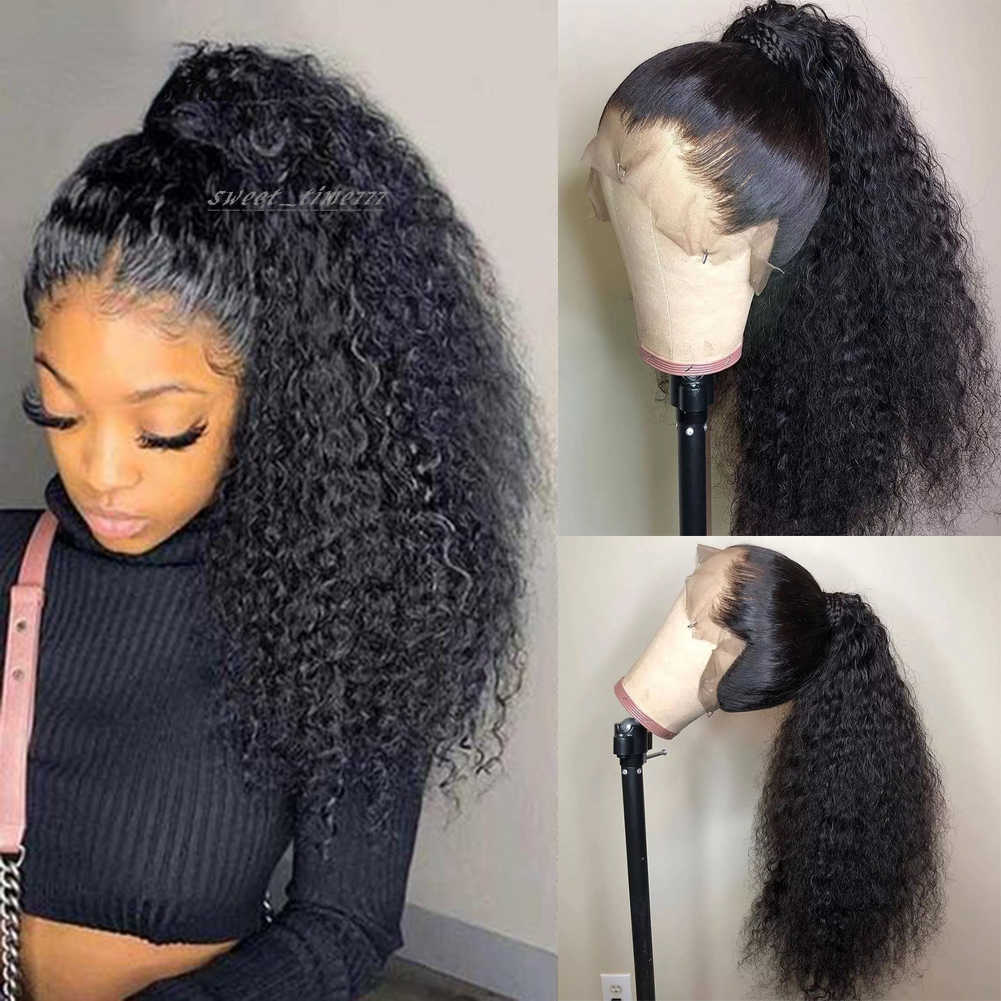 Brazilian Kinky Curly Lace Front Wig Lace Closure Human Hair Wigs With Baby Hair Remy Preplucked Synthetic Lace Closure Wig For Women