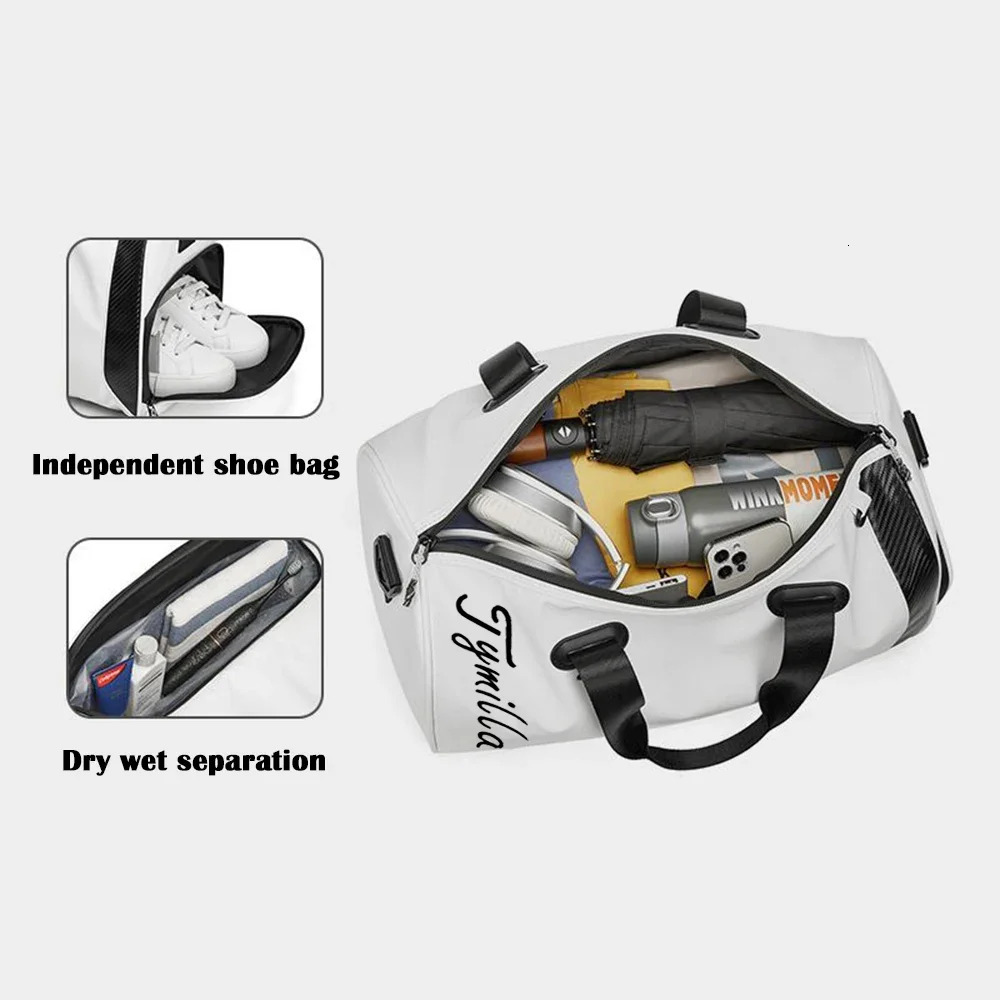 Tymilla 2024 New Golf Clothing Bag Simple Crossbody Large Capacity Pu Waterproof Independent Shoe Area Outdoor Sports