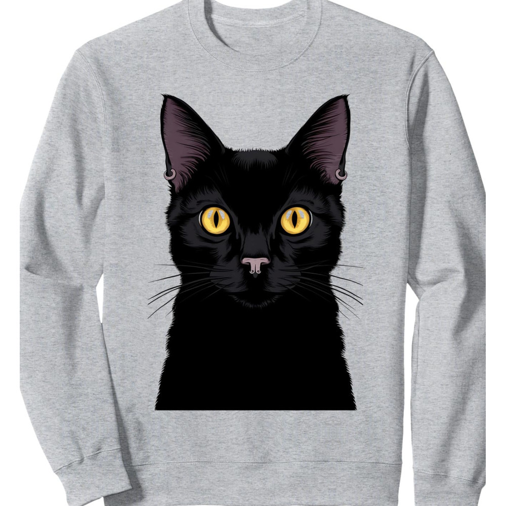 Long Sleeve Shirts for Men sweatshirt Black Cat Halloween Costume Spooky Cat Mom Dad Sweatshirt T shirt Tee Streetwear Casual tops clothes