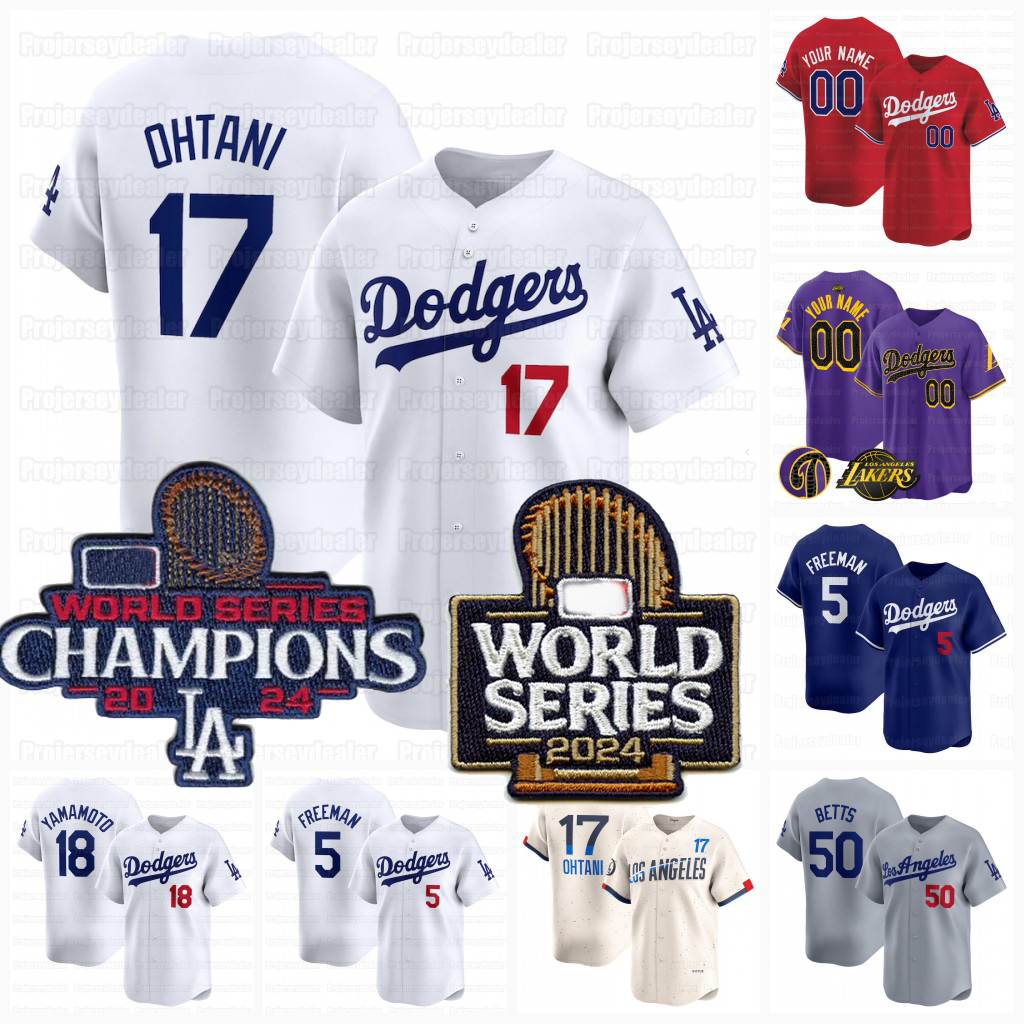 Shohei Ohtani 2024 World Series Champion Dodgers Jersey Mookie Betts Yoshinobu Yamamoto Freddie Freeman Taylor Julio Urias Muncy Kiermaier