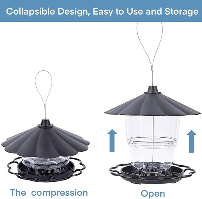 Sleek WLLKOO Bird Feeder Set for Patio & Deck Use Securely Attached With Integrated Shelter Against Elements