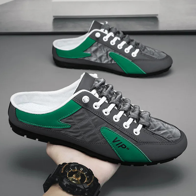 Trendy Half Slippers Flat Casual Shoes for Men Classic Summer Slippers Mans Flats Concise Mens Sneakers Slip-on Male Slippers 241031