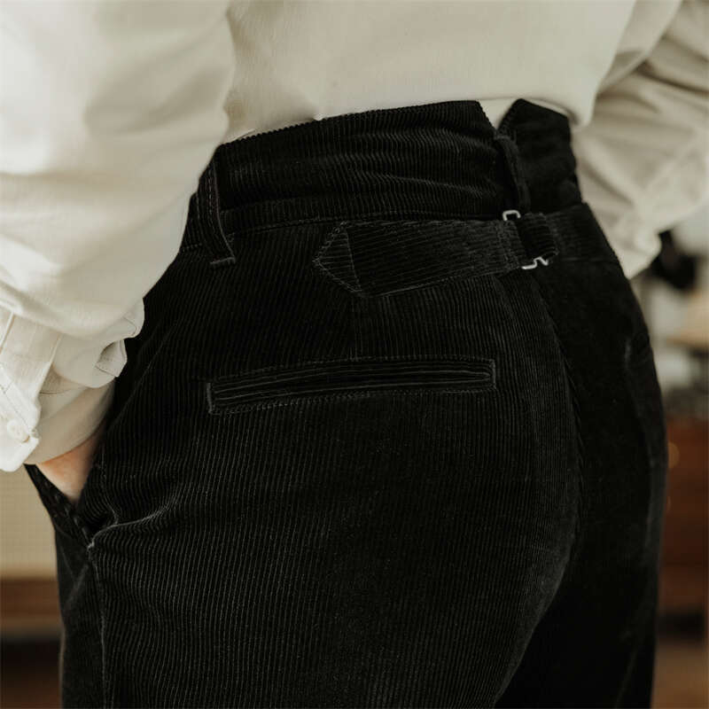 Red Tornado Corduroy French Work Pants In Black Heritage Style Men Casual Trousers