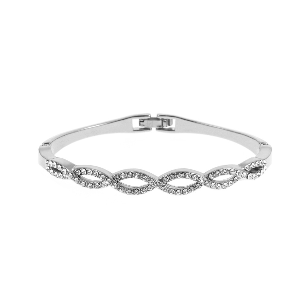 Chic Hollow Design Bracelet Featuring Intricate Cross Stitching & Diamond Detailing