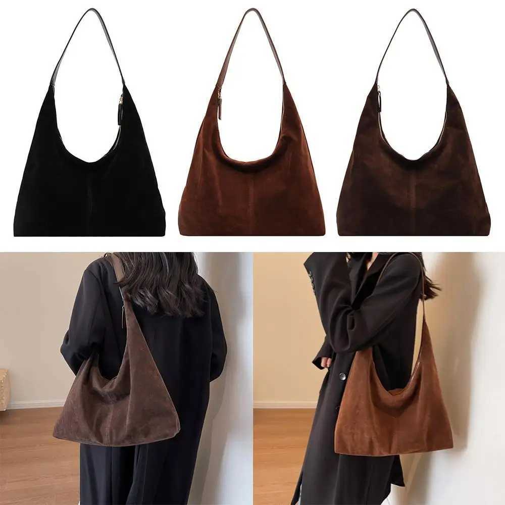 Fall Purses Brown Suede Bags New for Women Zipper Large Capacity Shoulder Bag SlouchyC241031