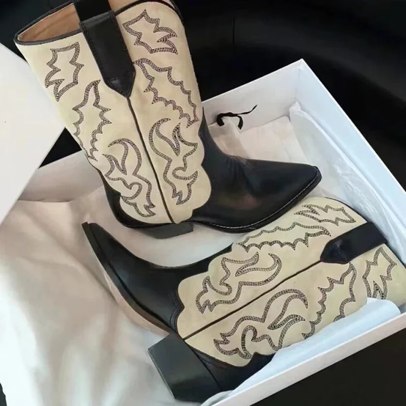 Autumn Gladiator Woman Knee High Boots Fashion Embroidery Thick High Heel Shoes Ladies Outdoor Long Booties 241031