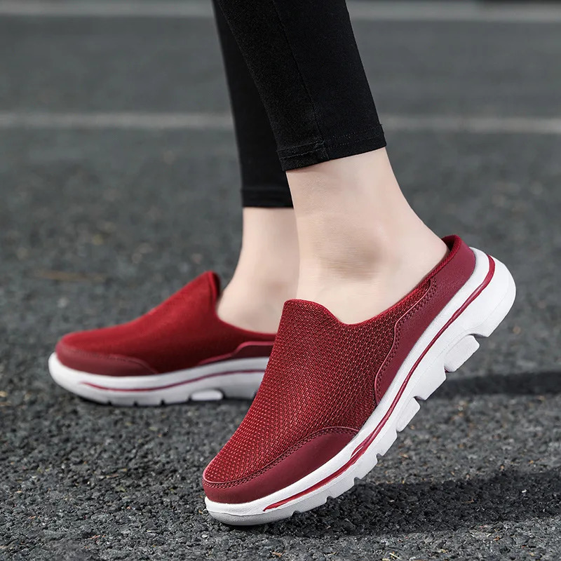 Men Casual Shoes Mesh Slip-On Solid Color Loafers Flat Slippers Summer Couple Shoes Half Slippers Plus Size Sandalias Zapatos 241031