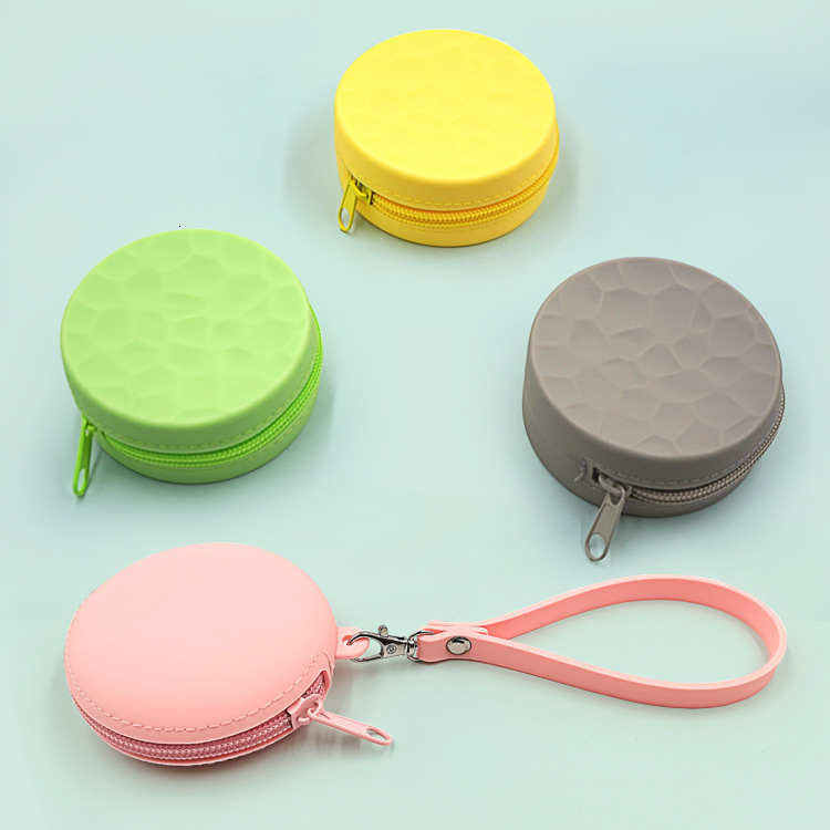 New designer's minimalist silicone wallet, circular headphone storage bag, data cable, coin box, mini wallet that can be printed