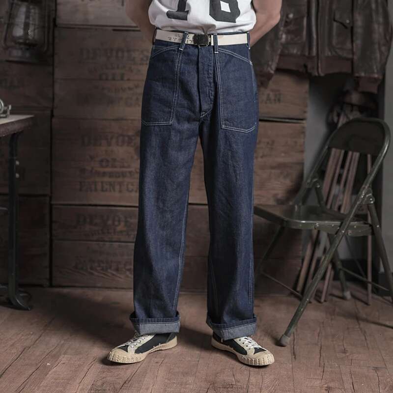 Red Bronson 1935 Army CCC Fatigue Dungarees M-35 Denim Pants Vintage Mens Workwear