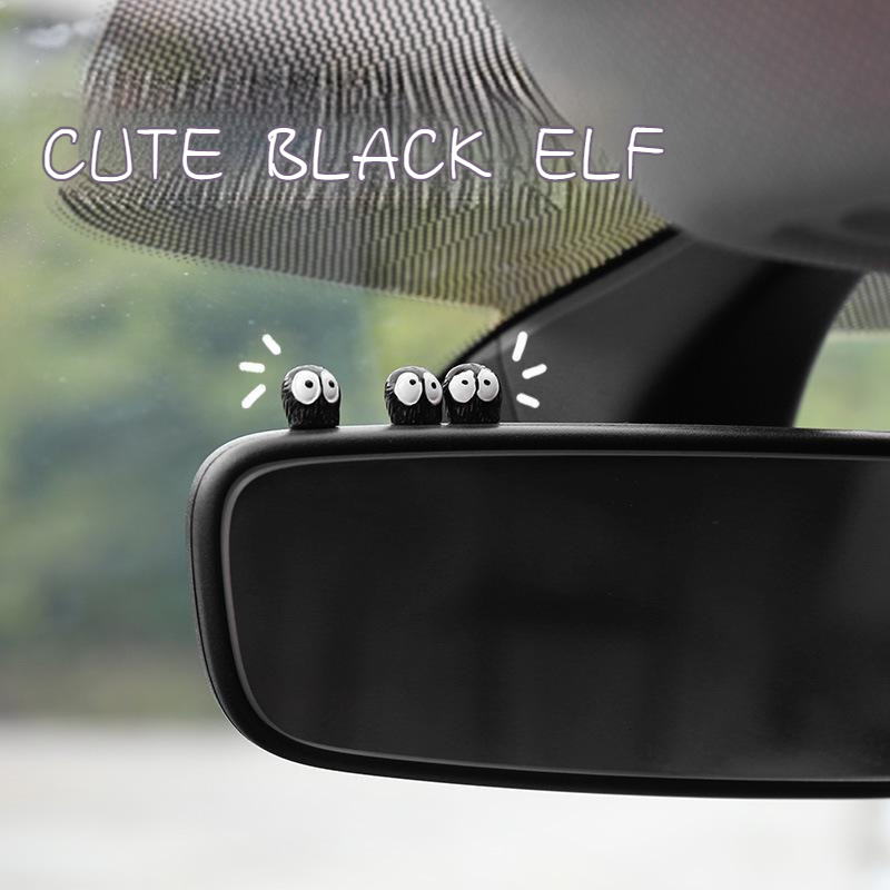 New 5/10/20/50Pcs Cute Black Elf Interior Decoration Funny Auto Center Console Rearview Mirror Ornaments For Car Accessories