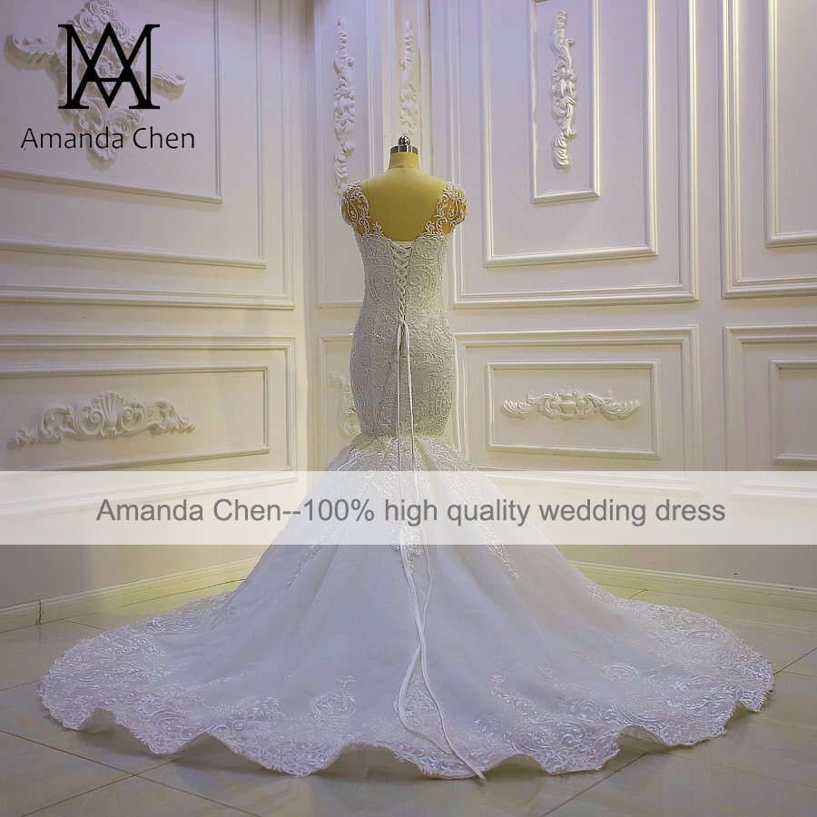 Cap Sleeve Lace Mermaid Wedding Gowns