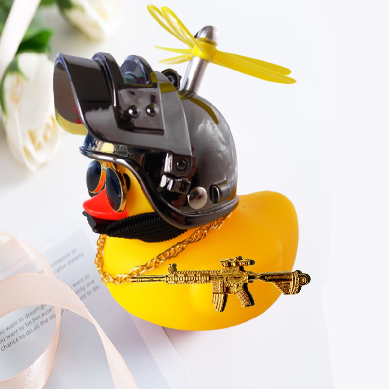 New Motor Yellow Ornaments With Helmet For Bike Without Lights Auto Accessories Duck In The Car Interior Decoration