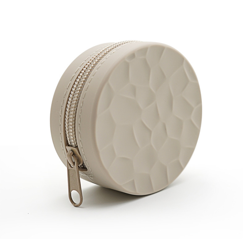 New designer's minimalist silicone wallet, circular headphone storage bag, data cable, coin box, mini wallet that can be printed