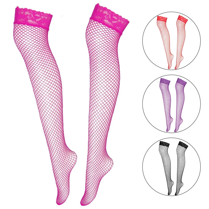 Sexy Fishnet Stockings Women Summer Thin Transparent Mesh Thigh High Stockings Elasticity Over Knee Nylon Stocking 6 Color 241031