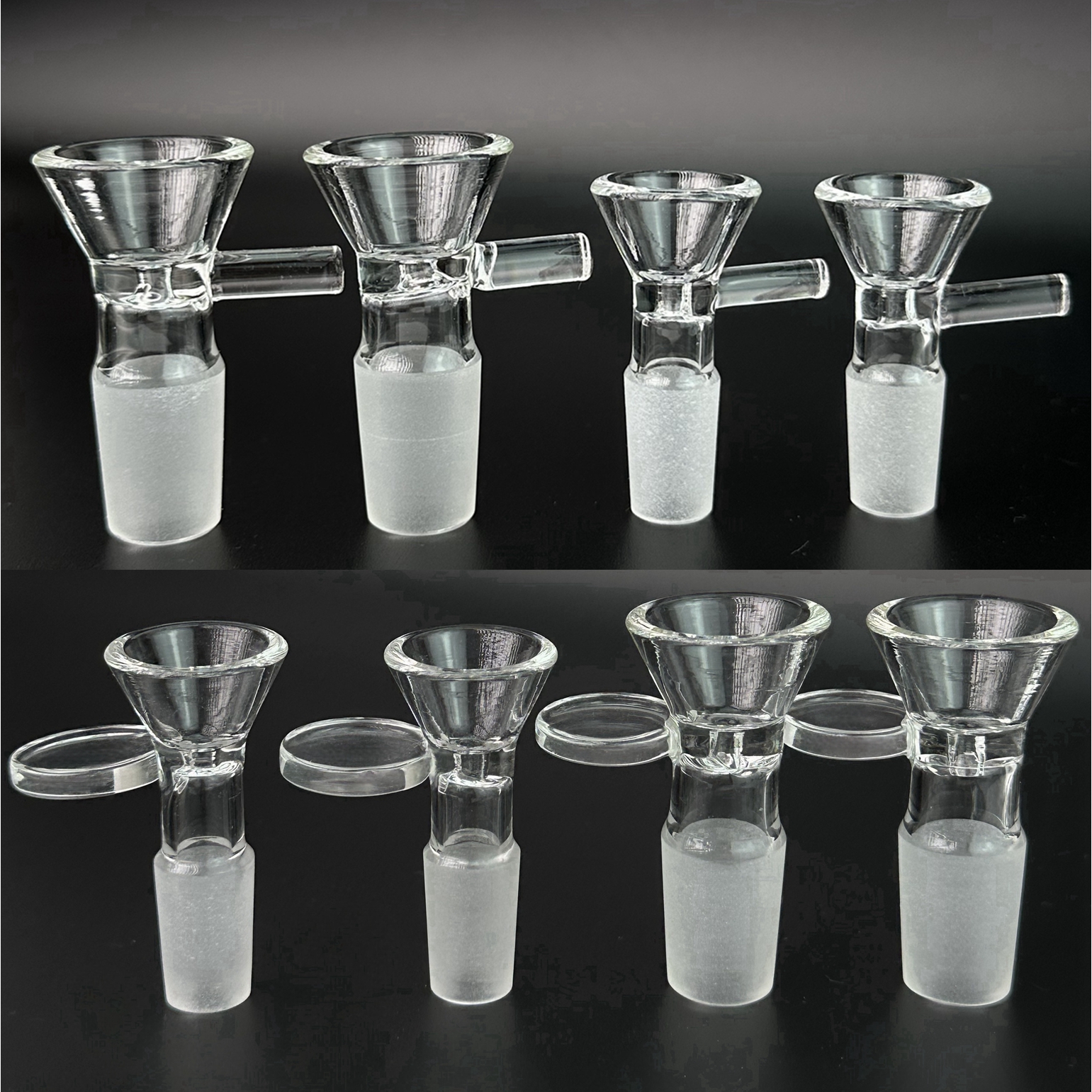 14mm 18mm Male Thick Round Funnel Glass Bowl Smoking Herb Dry Bowls With Handle For Glass Bongs Water Pipe