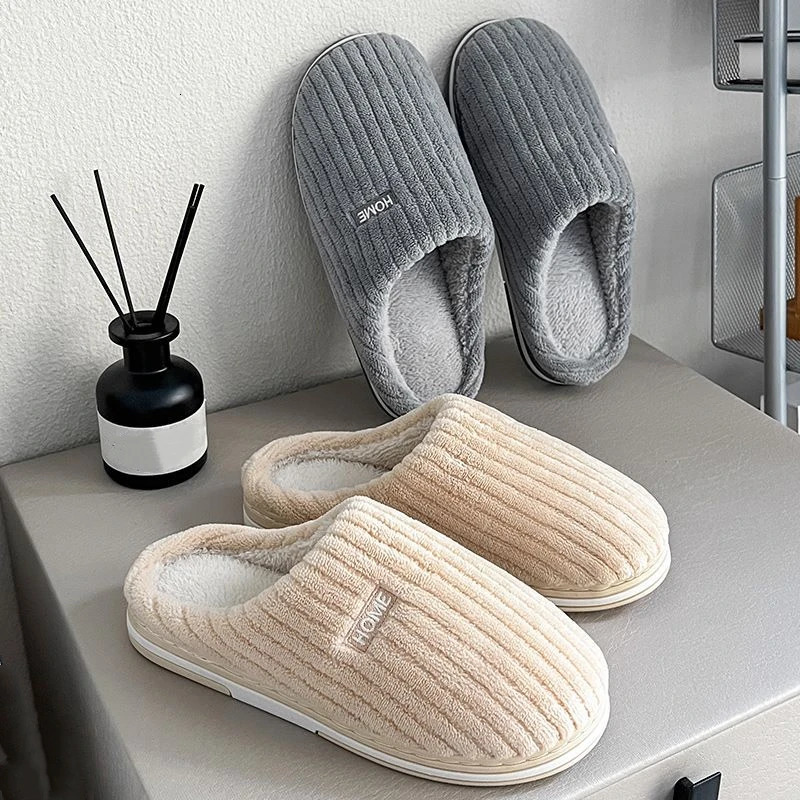 womens autumn and winter warm slider family bedroom casual non slip shoes couples indoor soft sole cotton plush slider 241031