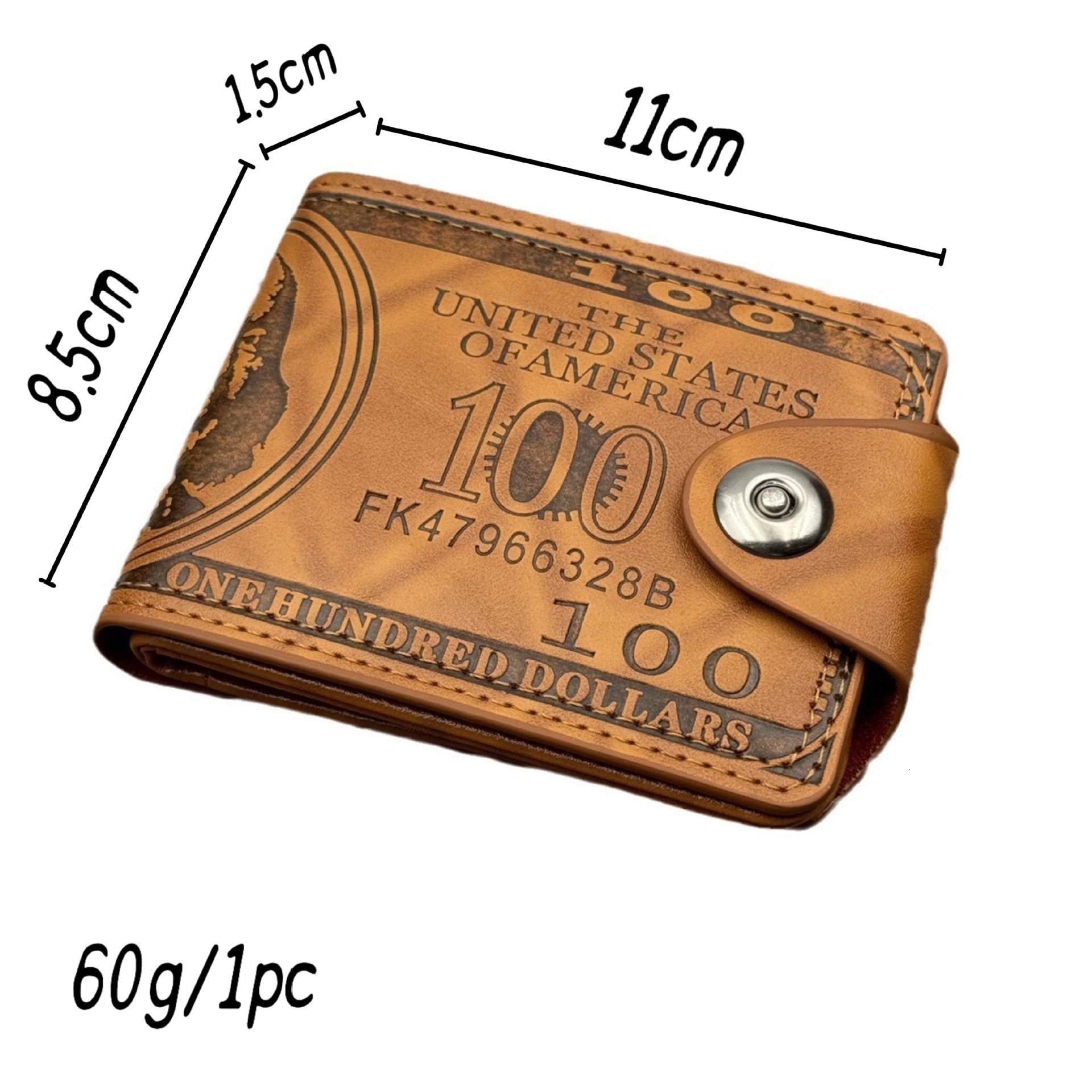 New designer's men's wallet with USD pattern, ultra light PU bag, multifunctional and multi card slot