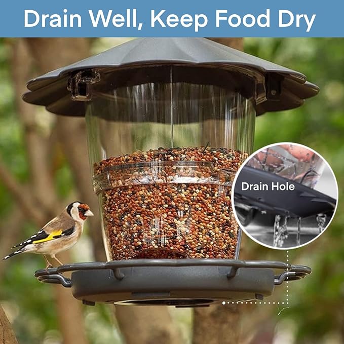Sleek WLLKOO Bird Feeder Set for Patio & Deck Use Securely Attached With Integrated Shelter Against Elements